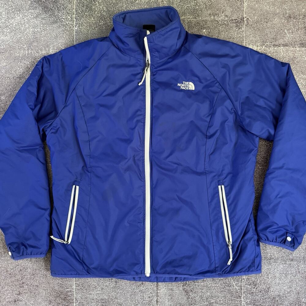 Women's The North Face Bright Blue White Insulated Zip Up Puffer Jacket Sz XL